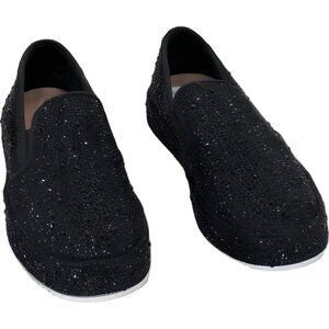 INC International Concepts Lenna Rhinestone Slip-On Loafer Black Sparkly US 5